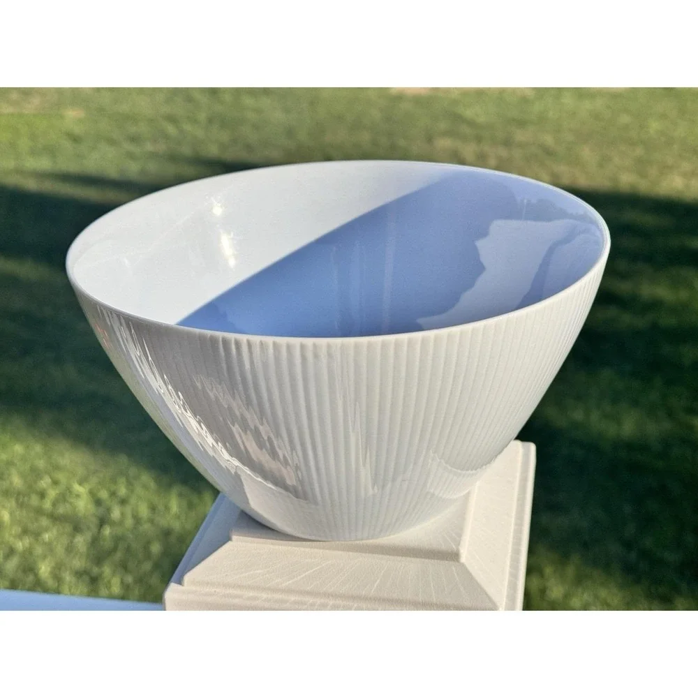 VTG Crate & Barrel Horizon Blue Serving Bowl Ribbed 9